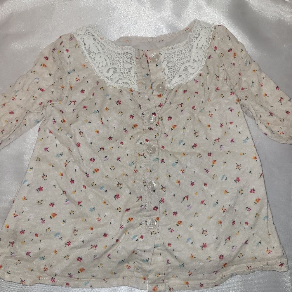 Genuine Kids Floral Lace Collar Blouse